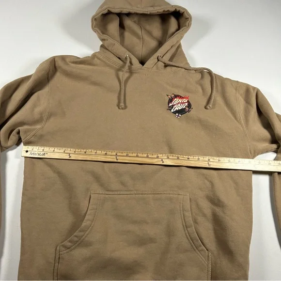VTG Santa Cruz Skateboards Pullover Hoodie Medium Men’s Tan Butterflies - Picture 5 of 7